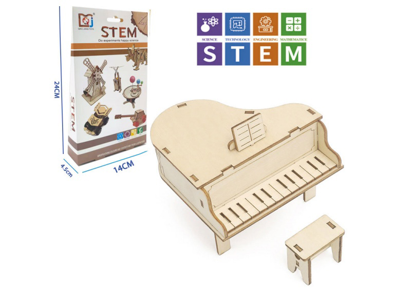 DIY Wooden Music Piano Music Box With Chair