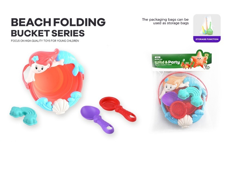 4Pcs Mini Folding Mermaid Bucket 2Col