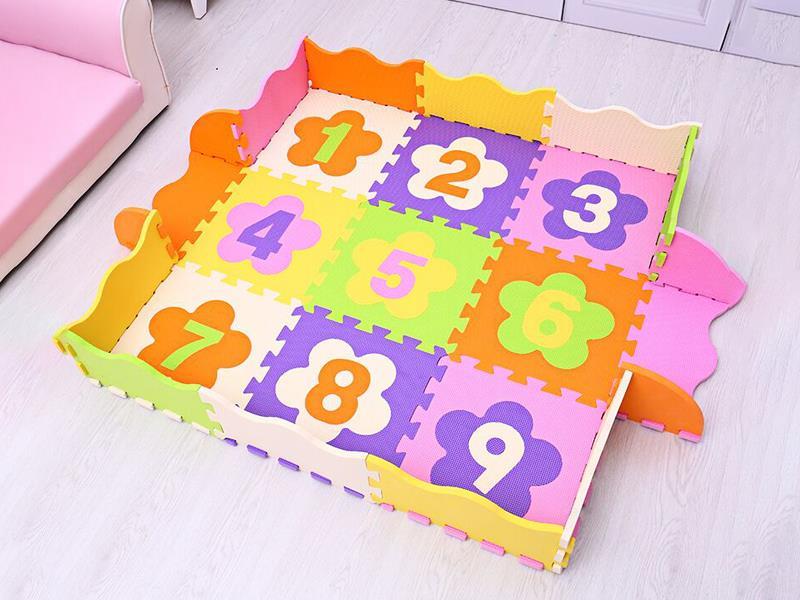 16 Pieces Of Eva Pattern Digital Fence Floor Mat
