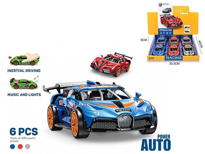 6PCS Friction Sports Car With Sound And Light