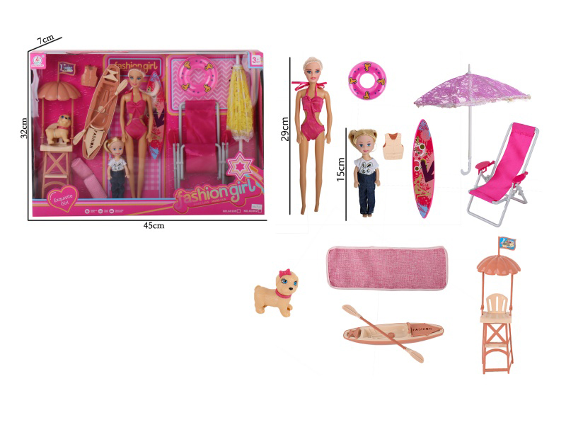 11.5-Inch Air-Drying Girl + 6-Inch Real-Sized Little Girl Bathhouse Accessories
