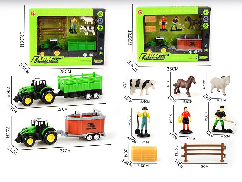Pull Back Farm Tractor Happy Farm Set