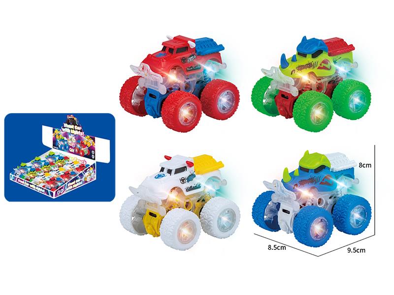 Dual Friction Stunt Monster Car With Lights 12pcs