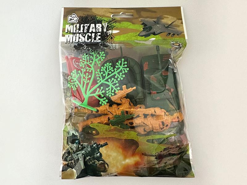 4PCS 9CM Soldier + 1 Castle + 1 Tank + 1 Tree + 1 Flag