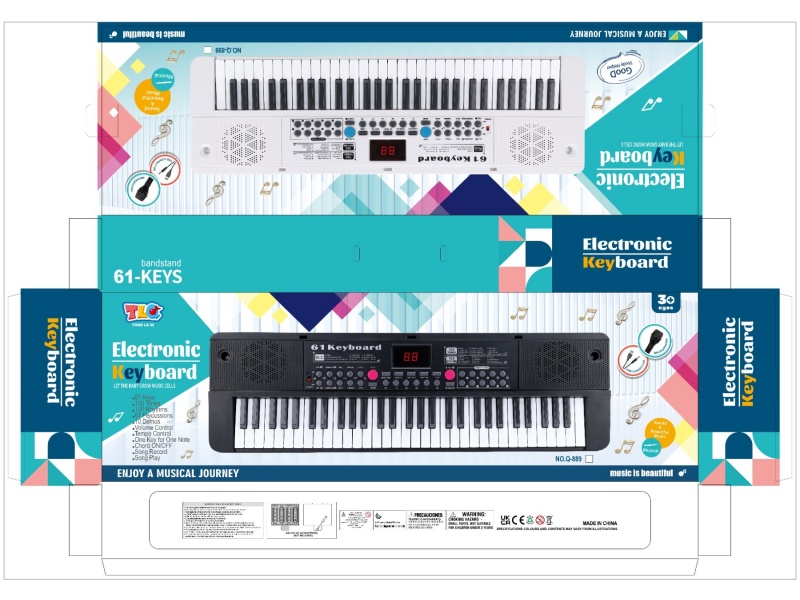 61-Key Multi-Functional Electronic Organ With Microphone And Usb Connection Cable (Black)
