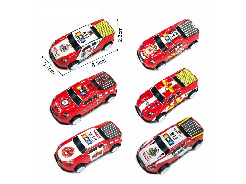 6.8 Pickup Fire Sliding Tin Truck (6 Models Mixed)