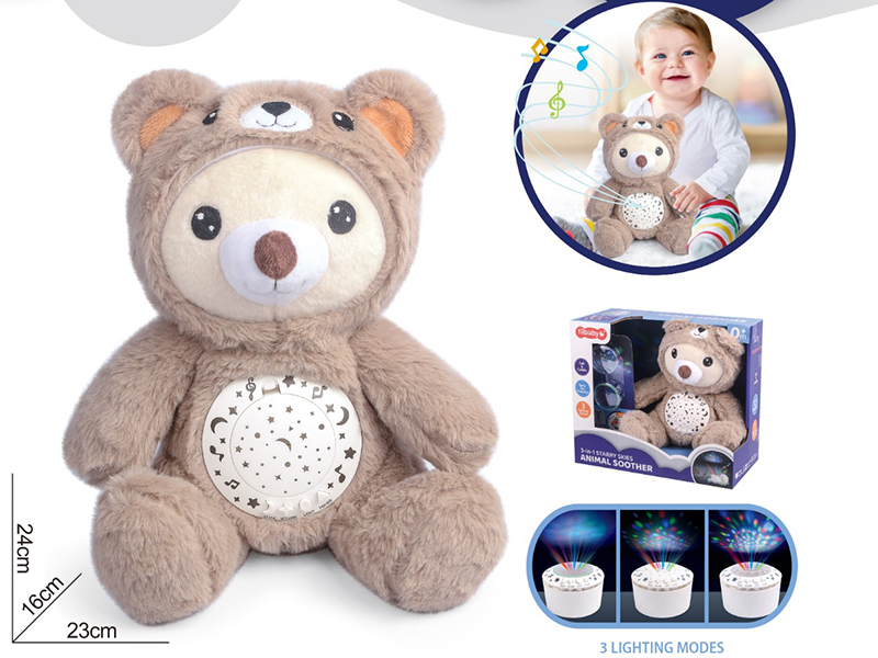 Bear Soothing Doll With Colorful Projection Lights