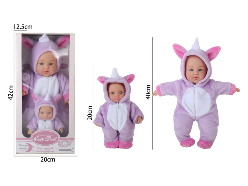 8-Inch Ic-Free Full-Body Rubber (No Gender Features) + 16-Inch Ic-Free Filled Cotton Unicorn Double Set