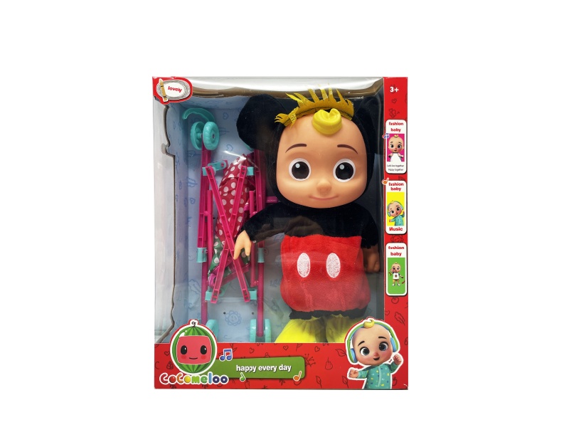 22 Inch B/O Solid Cocomelon JJ Boy Doll With Stroller Toy