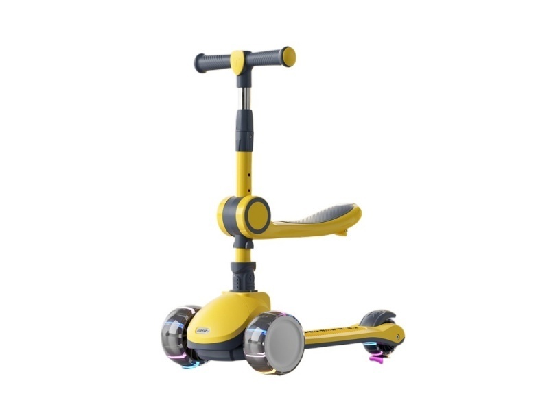 Children'S Scooter, One-Click Folding, Flashing Wheels With Music + Lights (Hand-Pushed Seat Model)