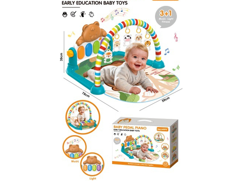 Baby Fitness Frame With Bear Pattern Pedal Piano (Requires 2*1.5V