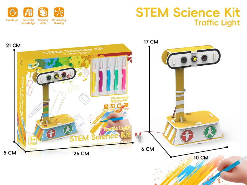 Science Experiment Series Diy Puzzle Assembly 3D Stereoscopic Puzzle - Graffiti Electric Red Road Indicator Light