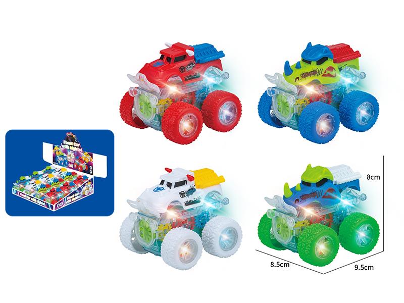 Dual Friction Stunt Gear Monster Car With Lights 12pcs