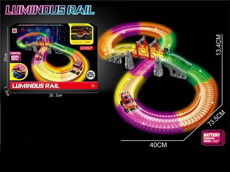 Glow In The Dark Electric Rail Car 199pcs