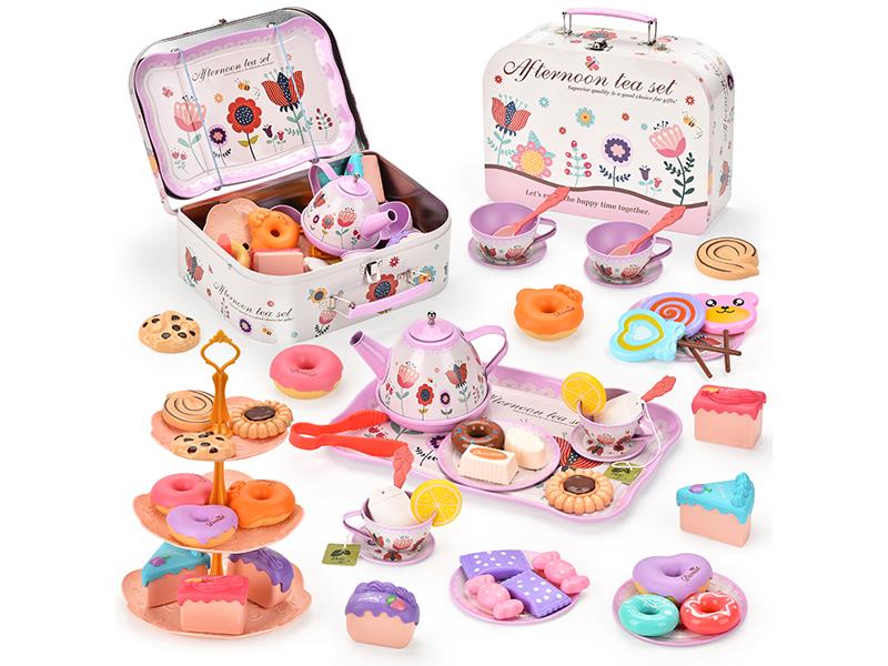 Pretend Play Toy Dessert Tinplate Tea Set 52PCS