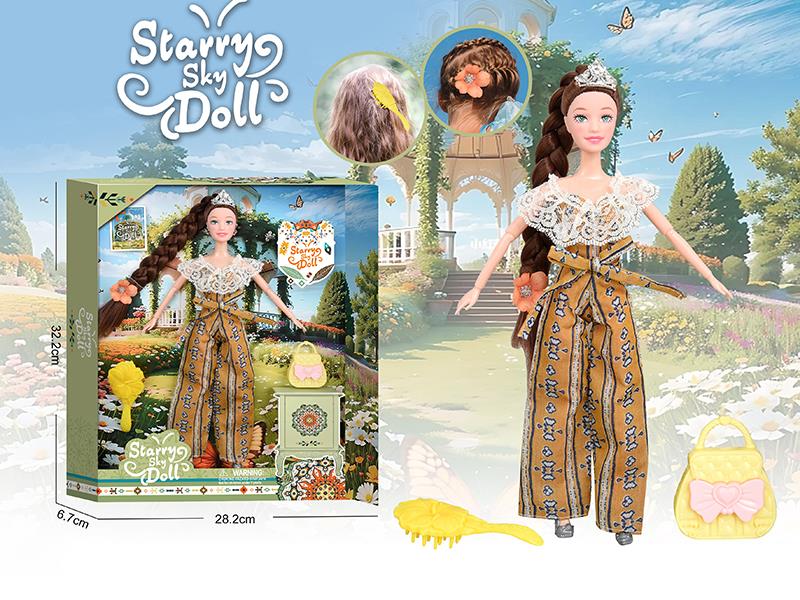 Bohemian Style Series 11.5 Inch 11-Joints Fashion Doll With Crown, Hair Rope, Comb, Handbag