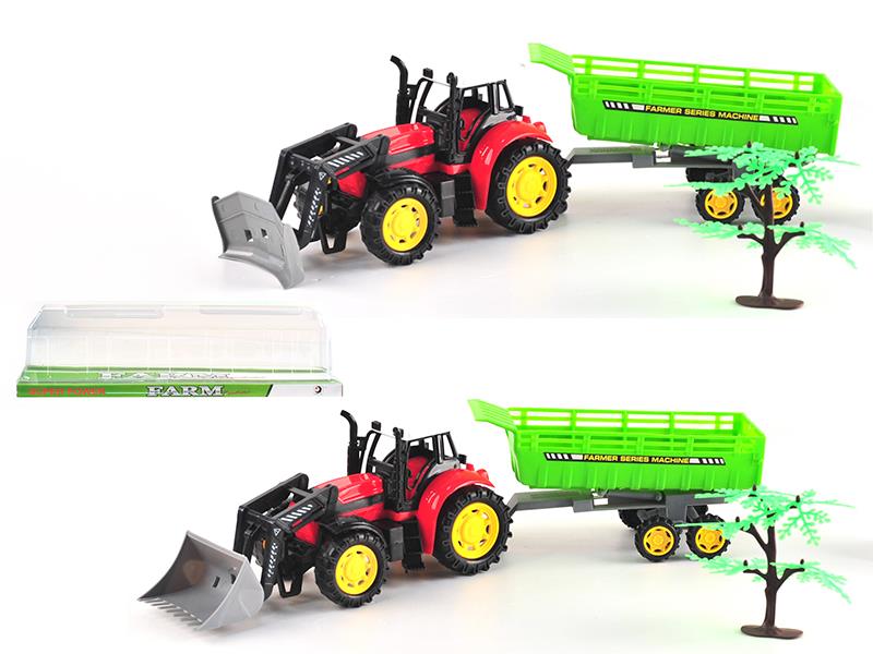 Friction Farm Tractor With Tipping Trailer