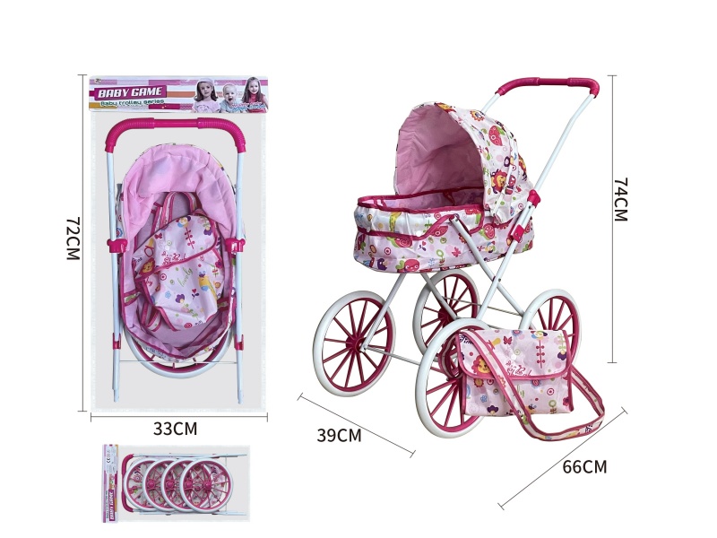 Animal Double Layer Cloth Iron Stroller Toy(Extra Large Wheel)