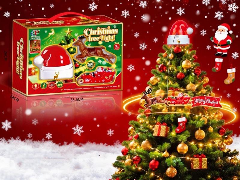 Electric Lights, Music, Santa Hats, Rotating Deer + Sleigh