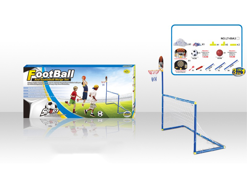 3IN1 Football Gate With  Basket Ball Board  And Dartboard Toy