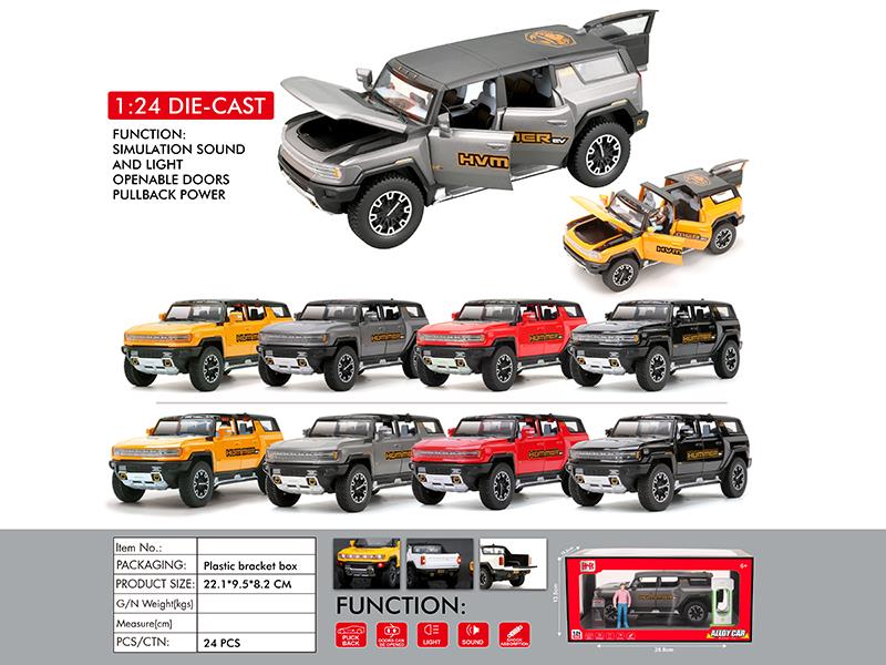 1:24 New Energy Hummer SUV Alloy Car Model(6 Door Opening, Pull Back, Sound And Lights)