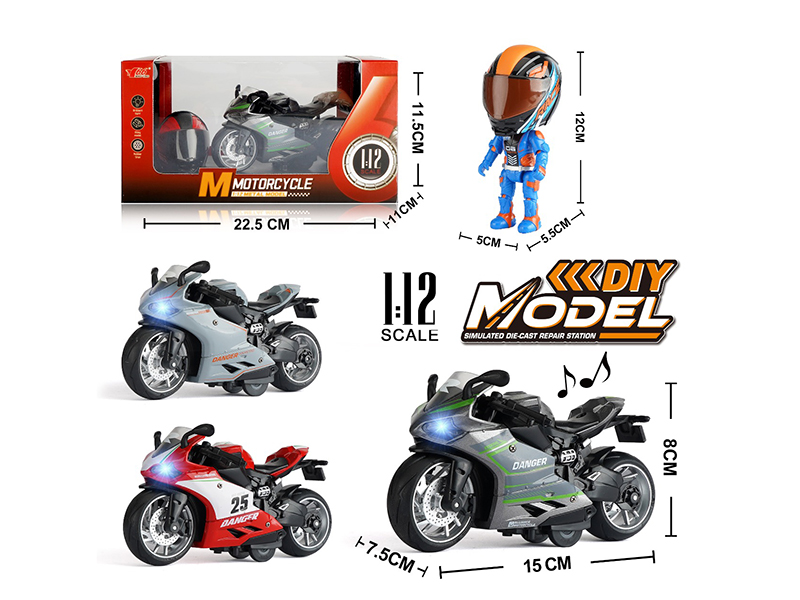 1:12 Pull Back Alloy Ducati Motorcycle With Light And Music(With Helmet)