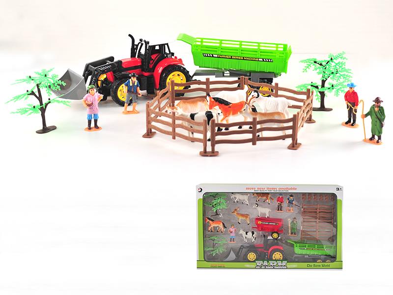 Friction Farm Tractor Play Set