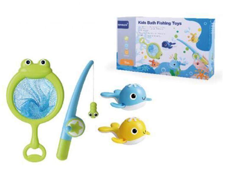 Bath Fishing Toys Scoop Net + Fishing Rod +2 Fishs(With Magnetic)