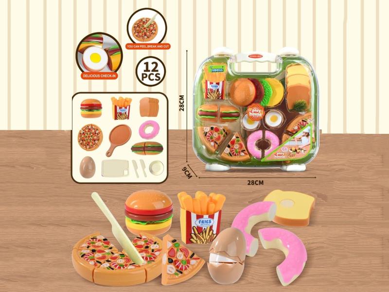 Suitcase Burger & Pizza Cutting Toy 12PCS