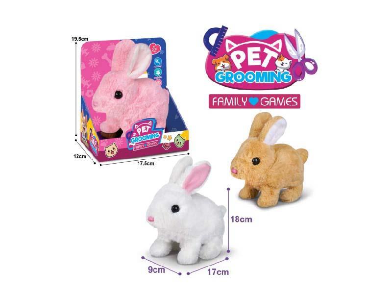 B/O Plush Long-Haired White Rabbit
