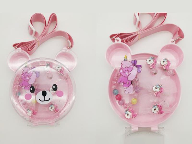 Bear Head Box Jewelry Set(Bracelet + Hair Clip+Earrings)