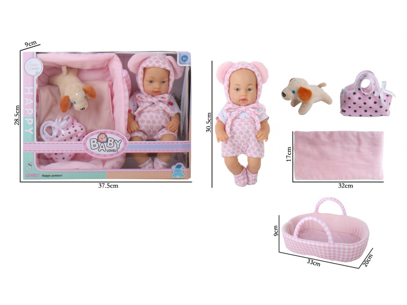 12-Inch Ic-Free Full-Body Rubber Sleeping Basket Doll (With Female Features)