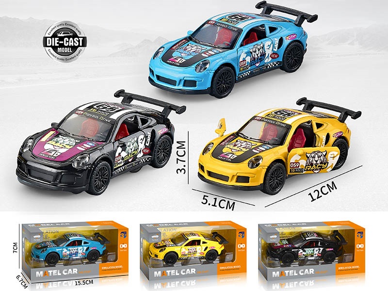 1:36 Pull Back Alloy Sports Car Racing Version(3 Doors Can Open)