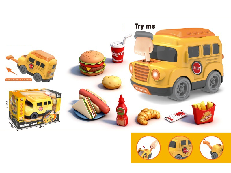 Play House, Pull Rod, Storage, Sliding Car With Lights And Music (School Bus)