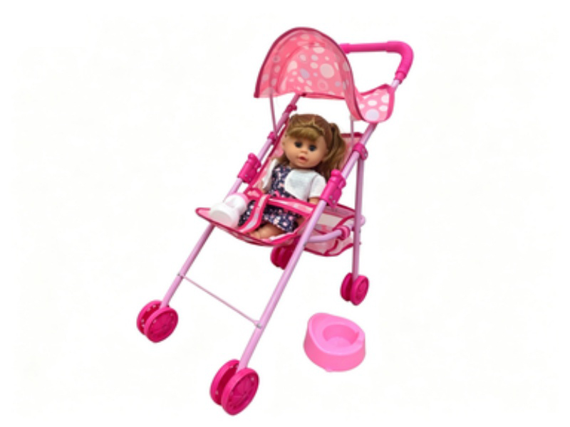 An Iron Baby Carriage With A 14-Inch Ic Urinating Doll