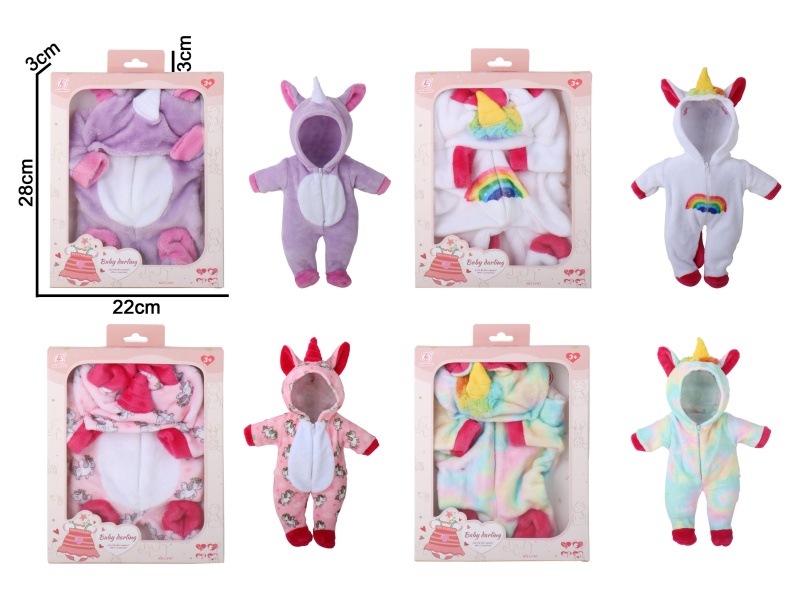 4 Pieces Of Doll Unicorn Clothes