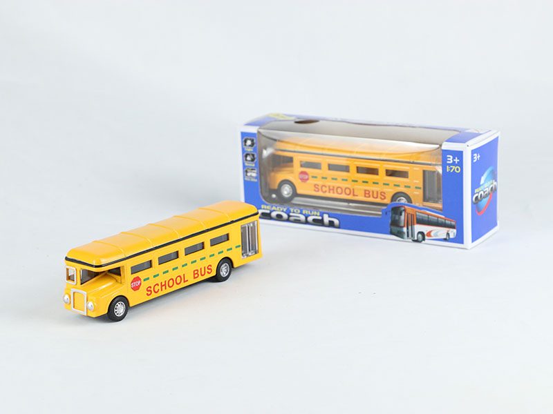 1:90 Pull Back Alloy London Single-Decker School Bus With Sound And Lights, Can Open The Door