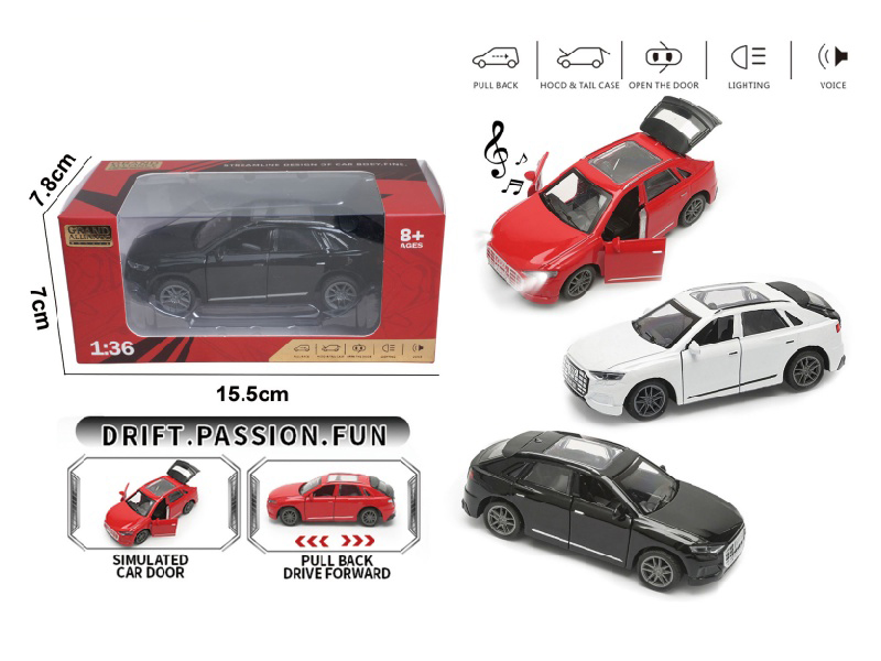1:36 Huili Alloy Car Model - Audi Q8 With Lights And Music (3-Color Mixed Configuration)