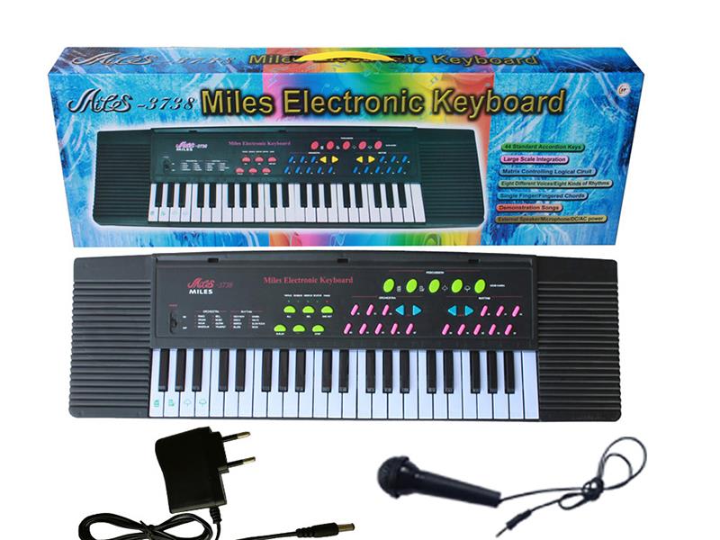 44 Keys Single Speaker Electronic Organ(Green, With Recharger, Microphone)