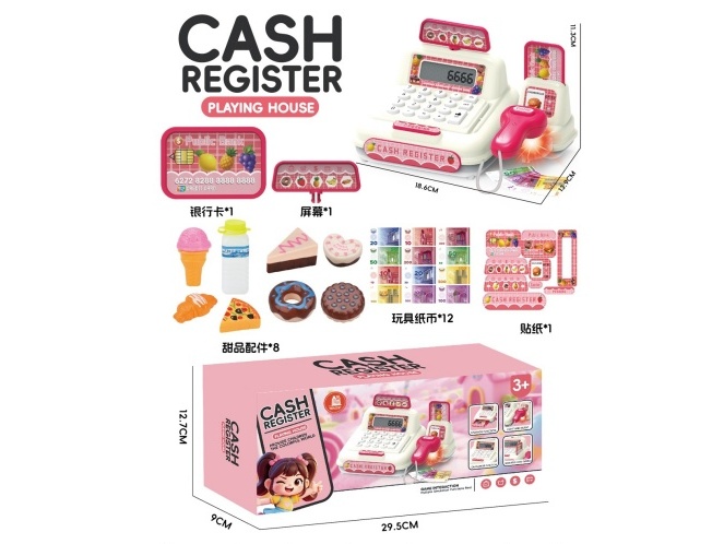 Cash Register Pink + Dessert (With Display Screen And Calculator Function)
