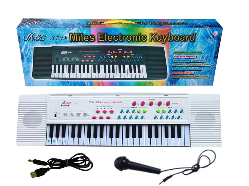 44 Keys Single Speaker Electronic Organ(White, With USB, Microphone)
