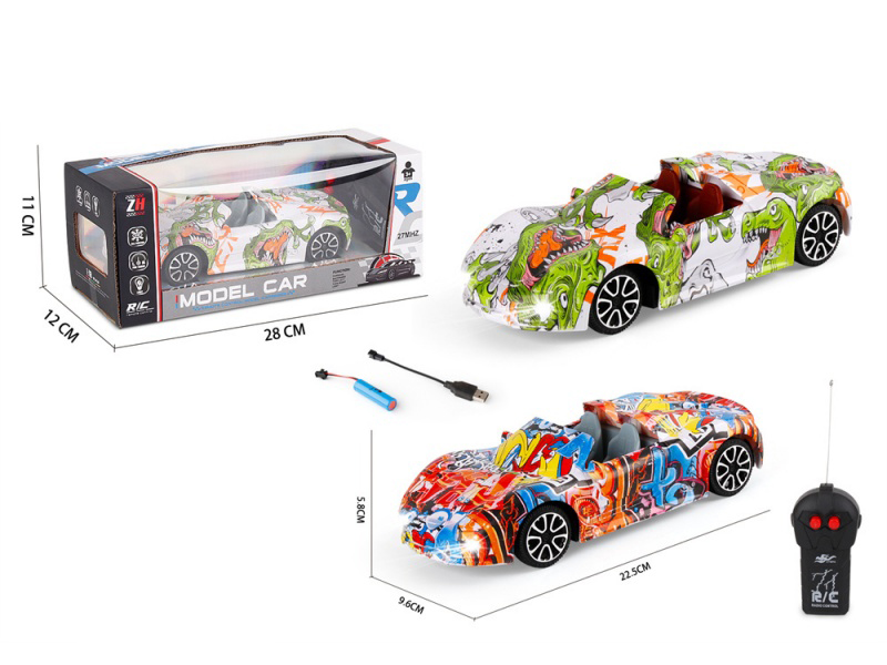 1:18 2CH Convertible Porsche Graffiti: Remote Control Car With Headlights