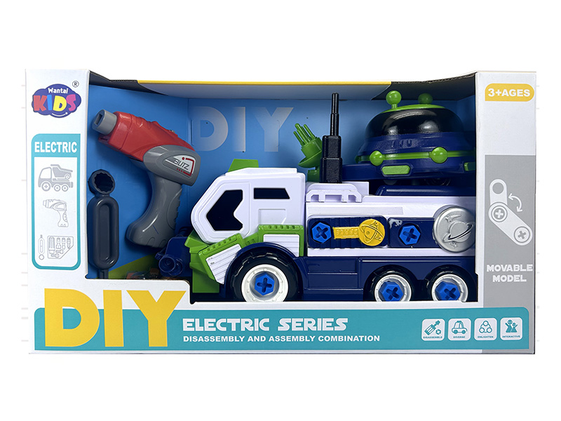 Electric Series DIY Disassembly And Assembly Space Vehicle + Friction Space Saucer With Sound