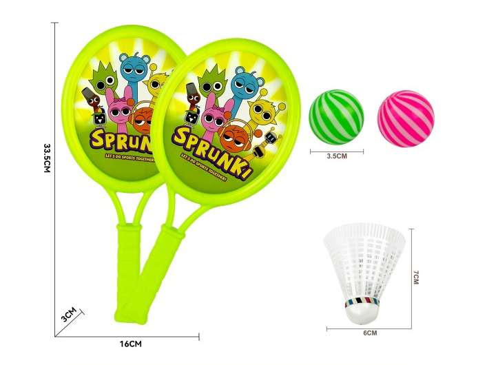 Small Oval-Shaped Rhythm Box Racket, With 2 Table Tennis Balls And 1 Badminton Ball