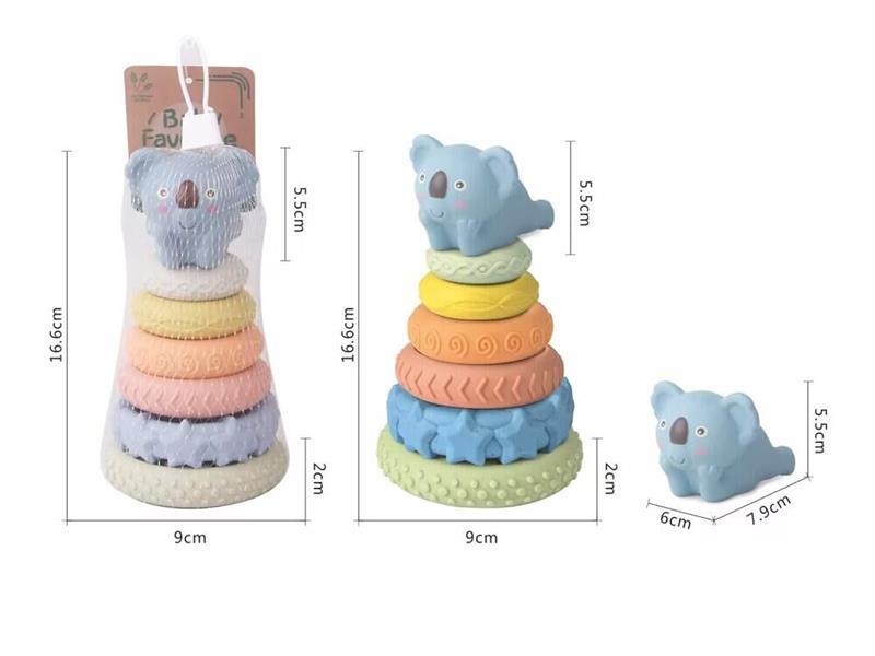 Wheat Straw Material Soft Plastic Koala Stacking Ring Toys