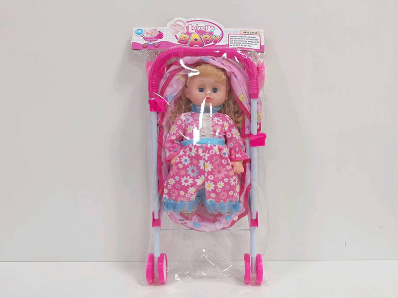 16" Doll With IC + Iron Baby Stroller