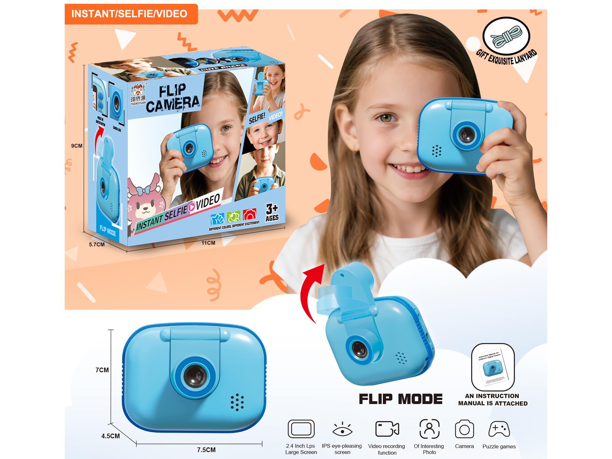 Children'S Flip Cameras Can Take Photos, Record Videos And Play Games
