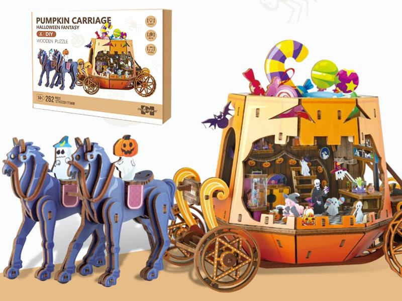 3D Wooden Puzzle Pumpkin Carriage