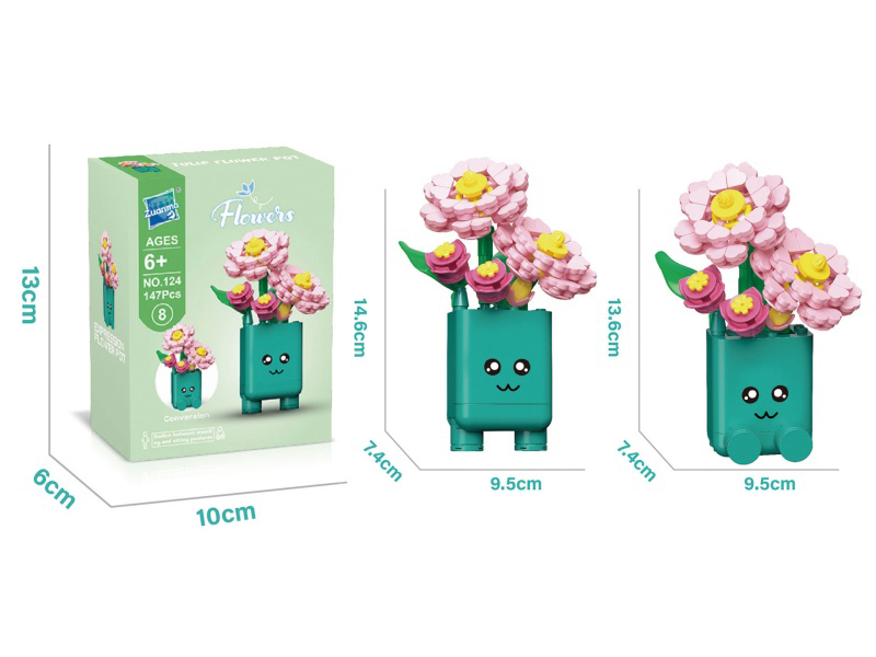 147 Pieces Of Hibiscus Flowerpot Building Blocks