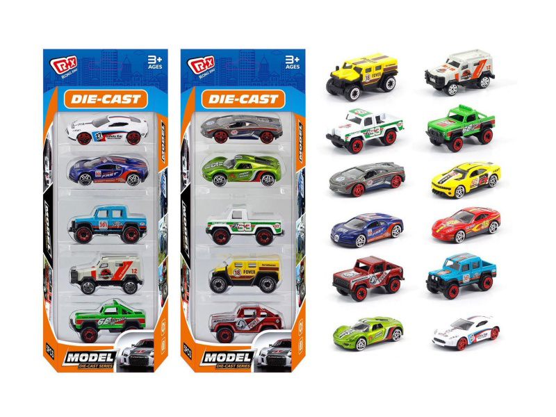 Five Alloy Sliding Racing Cars